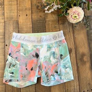 Lululemon Vintage Pastel Turquoise and Coral Shorts